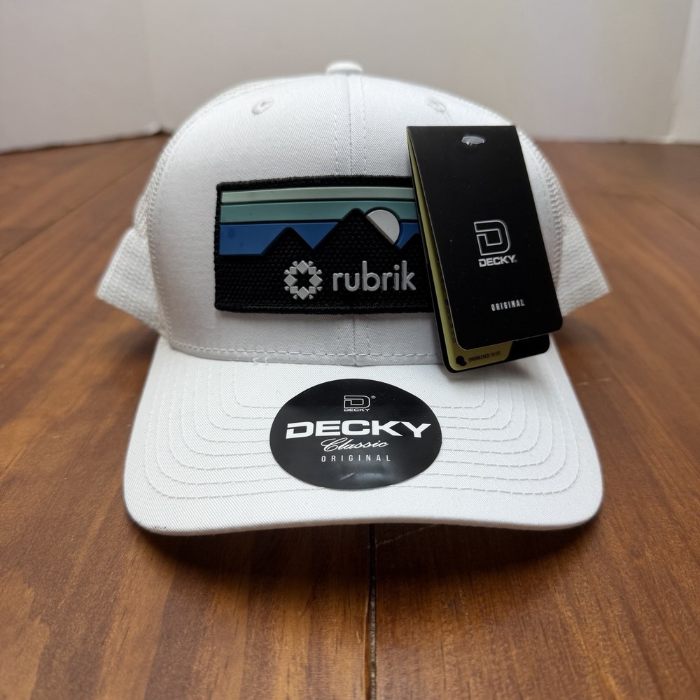 Rubrik Patch Snapback Trucker Hat White One Size Mesh Decky *New with Tags*
